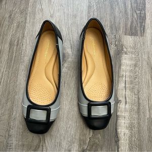 Comfortview,loafers,slate gray,black, detail,ballet flats, women's size 9